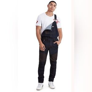 NWT TRUE RELIGION, Men's 3X Moto Overall Body Rinse Blue Streetwear HipHop